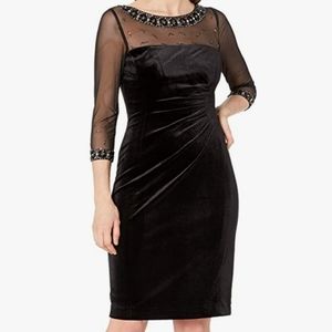Tahari ASL Beaded Illusion Sheath Dress